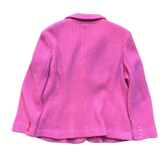 Talbots Pink 100% Wool Cable Knit Barbiecore Blazer Jacket Size XL - Picture 2 of 5